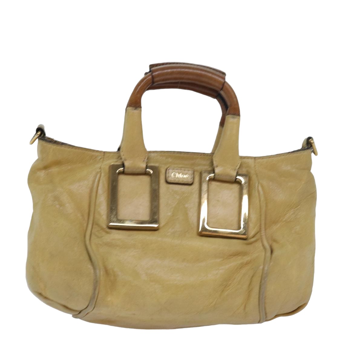 Chloe Etel Hand Bag Leather 2way Beige Auth 80162