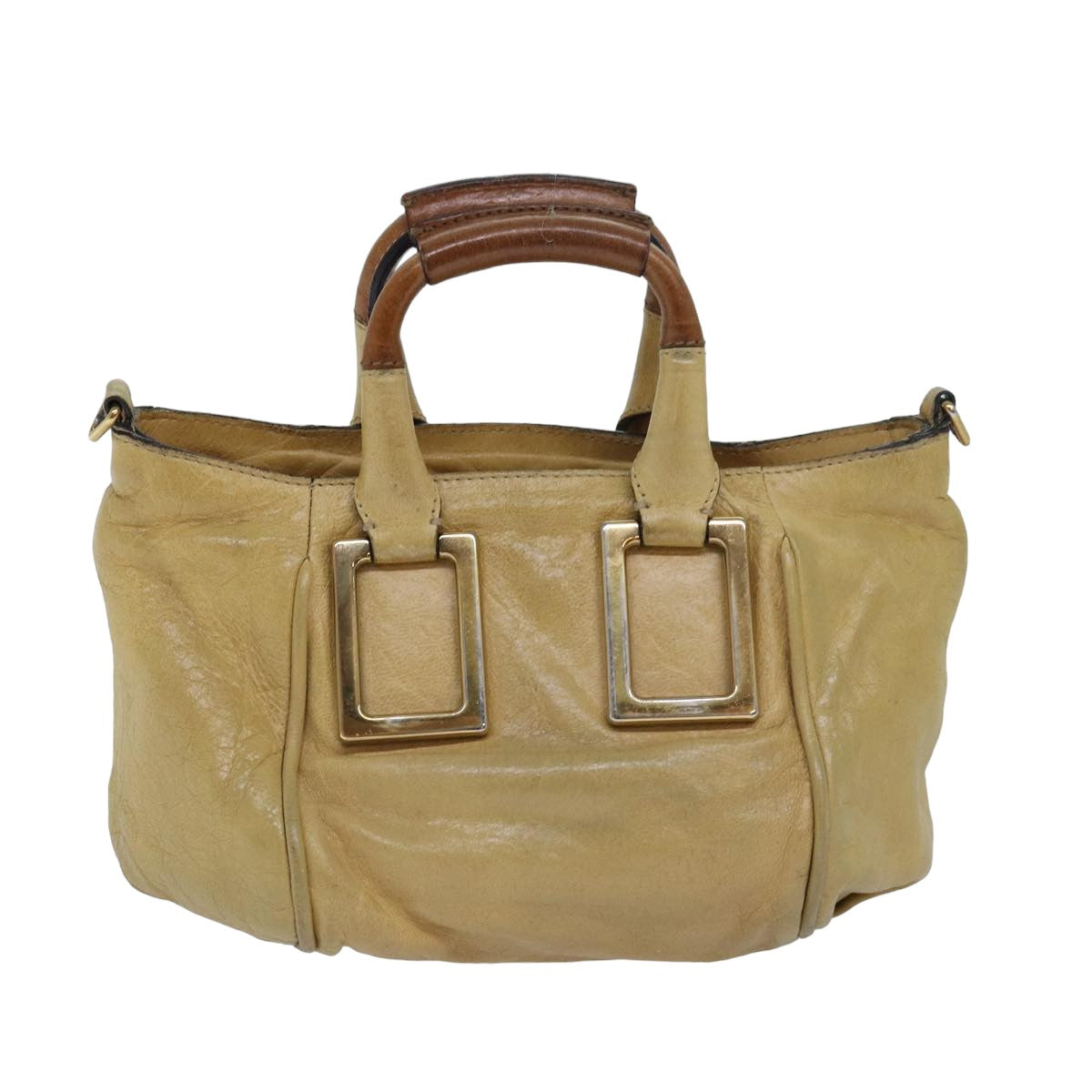 Chloe Etel Hand Bag Leather 2way Beige Auth 80162 - 0