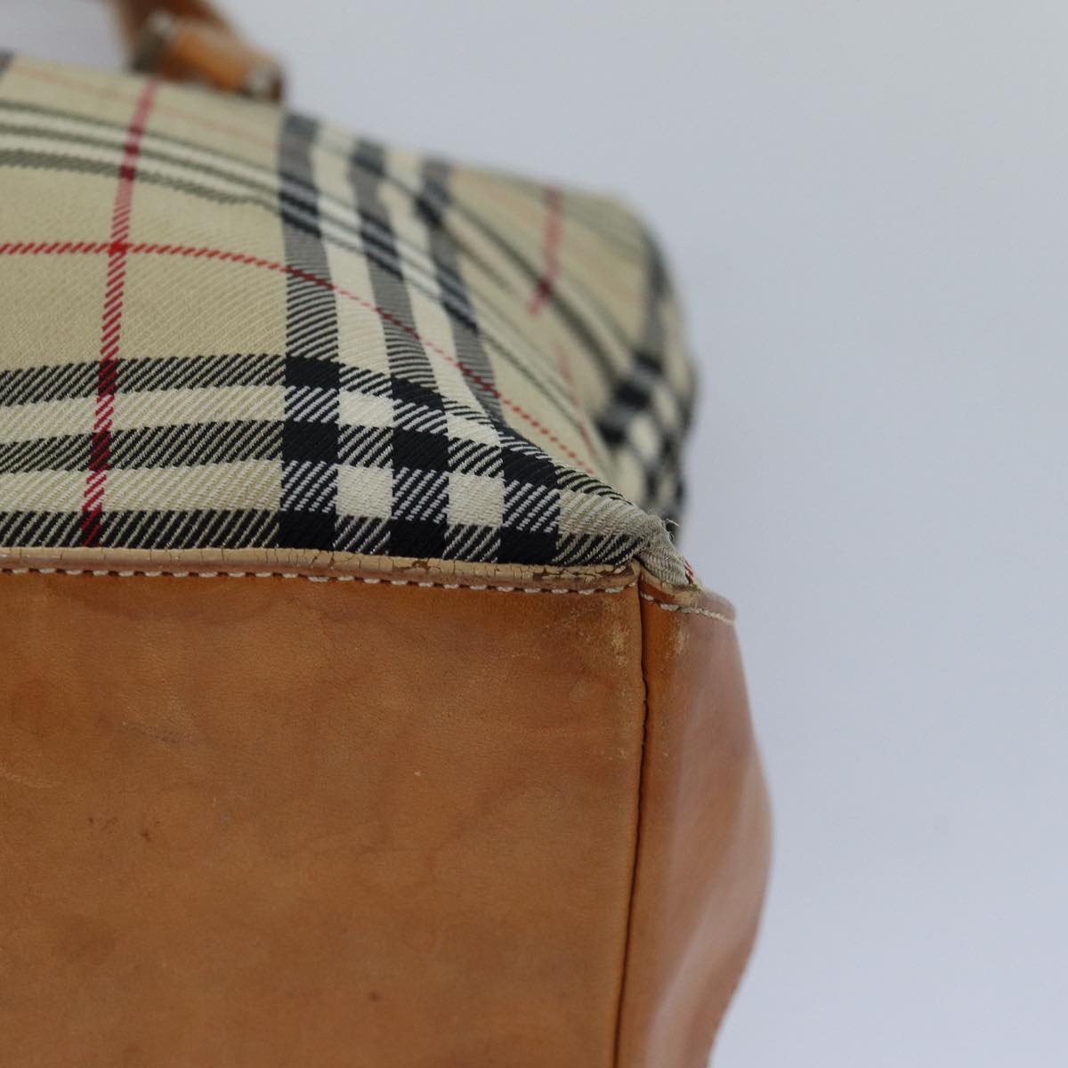 BURBERRY Nova Check Blue Label Hand Bag Canvas Beige Brown Auth 80165