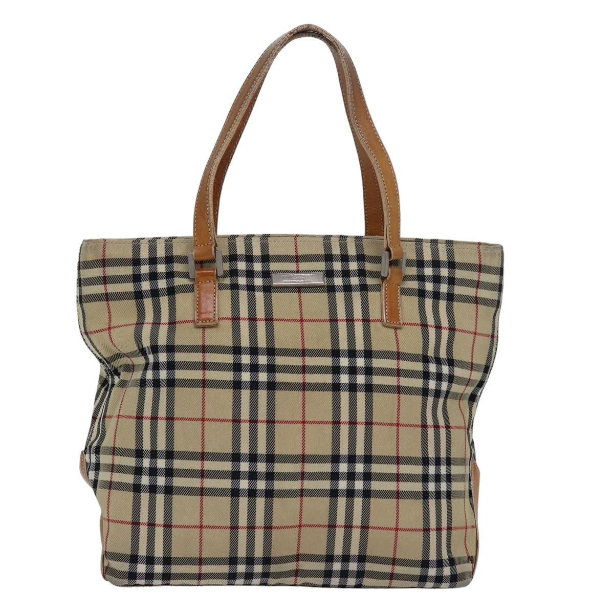 BURBERRY Nova Check Blue Label Hand Bag Canvas Beige Brown Auth 80165