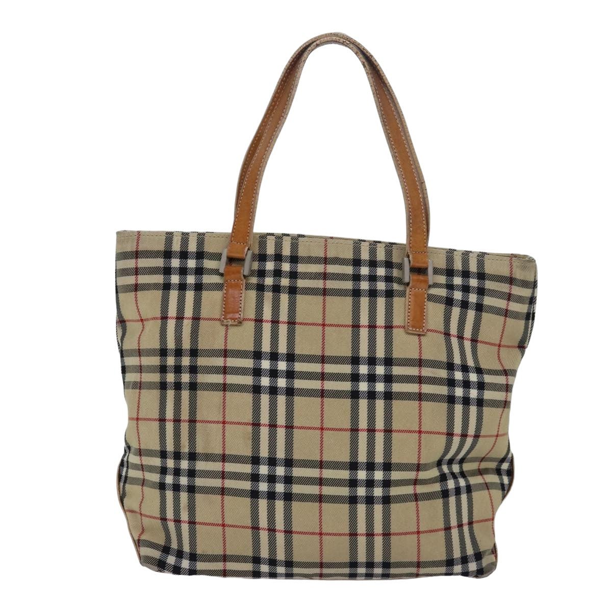 BURBERRY Nova Check Blue Label Hand Bag Canvas Beige Brown Auth 80165 - 0