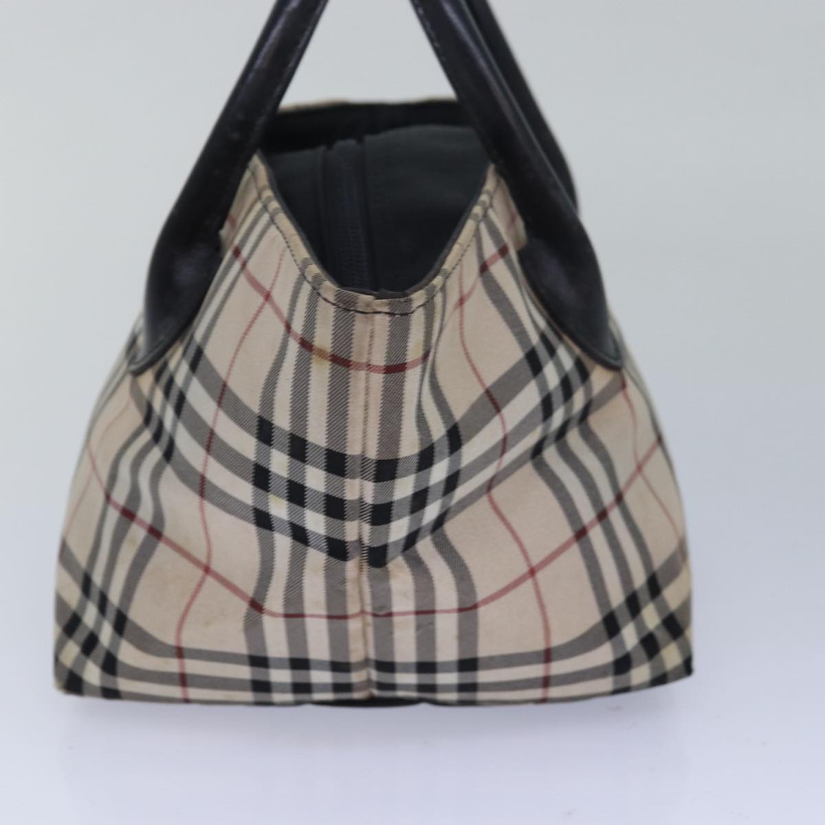 BURBERRY Nova Check Blue Label Hand Bag Nylon Beige Auth 80166