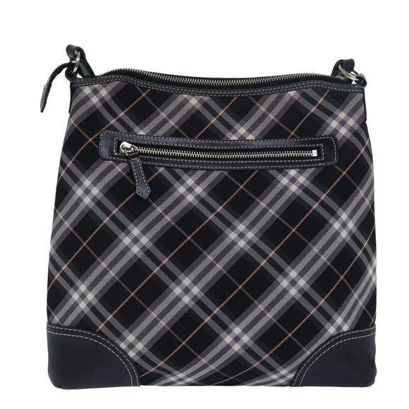 BURBERRY Nova Check Blue Label Umhängetasche Nylon Schwarz Original 80167