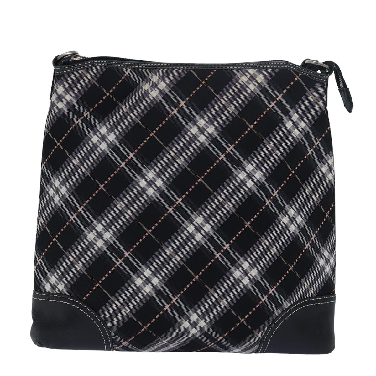 BURBERRY Nova Check Blue Label Shoulder Bag Nylon Black Auth 80167 - 0