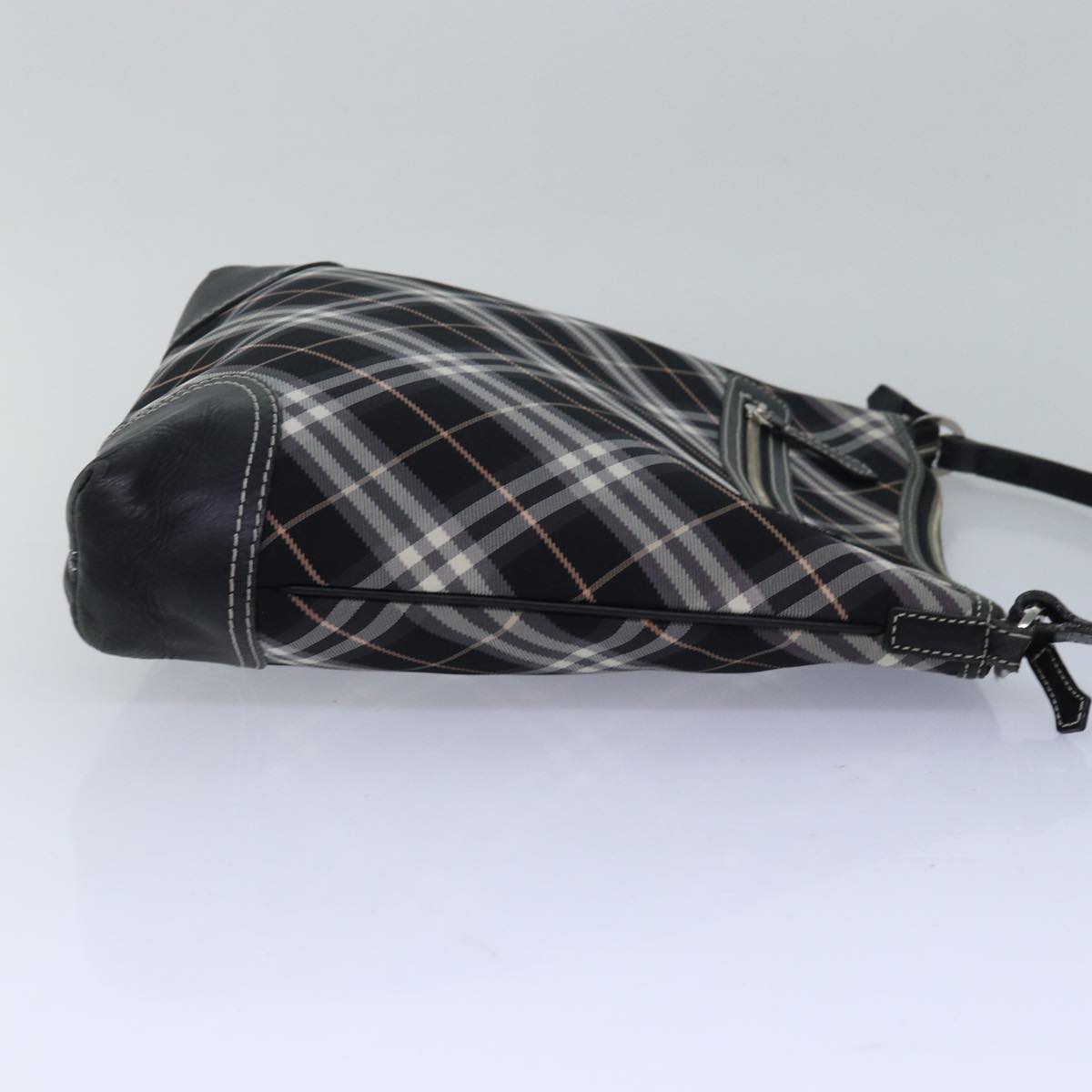 BURBERRY Nova Check Blue Label Shoulder Bag Nylon Black Auth 80167