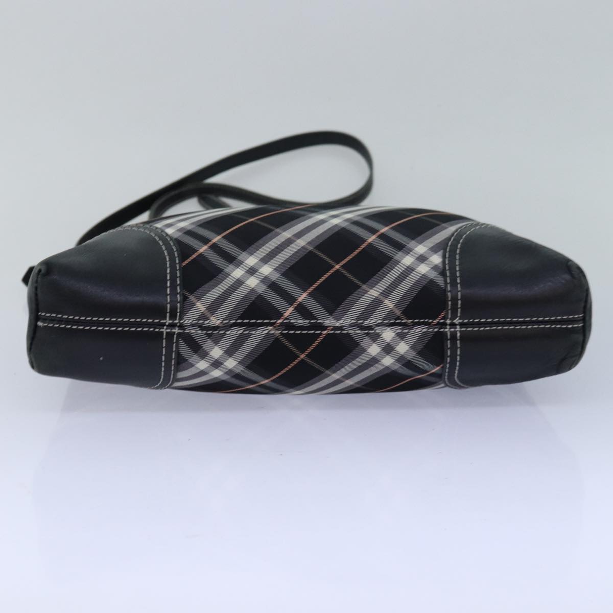 BURBERRY Nova Check Blue Label Shoulder Bag Nylon Black Auth 80167