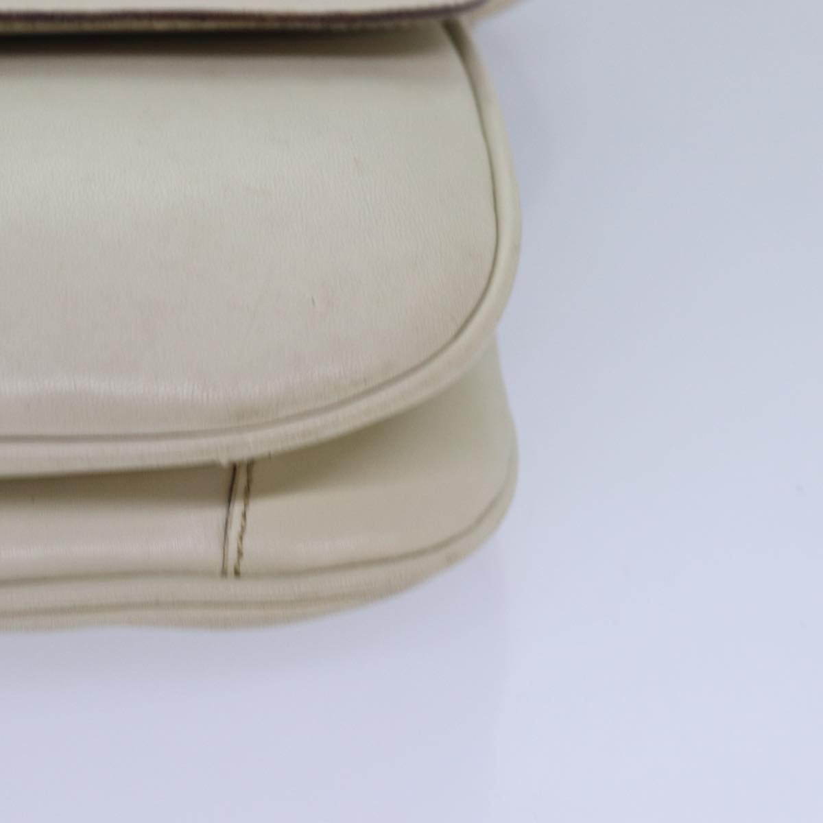 CELINE Shoulder Bag Leather White Auth 80169