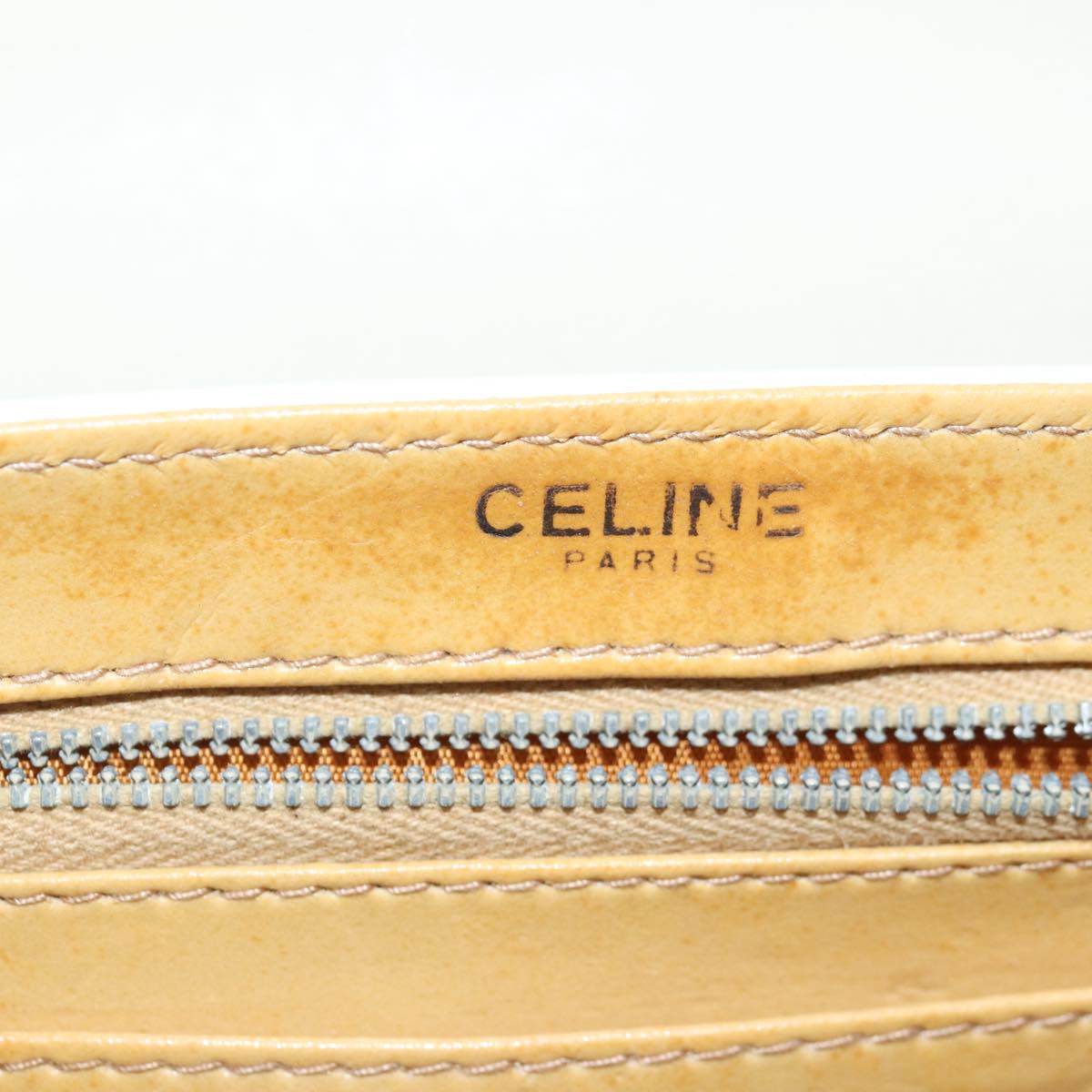 CELINE Shoulder Bag Leather White Auth 80169