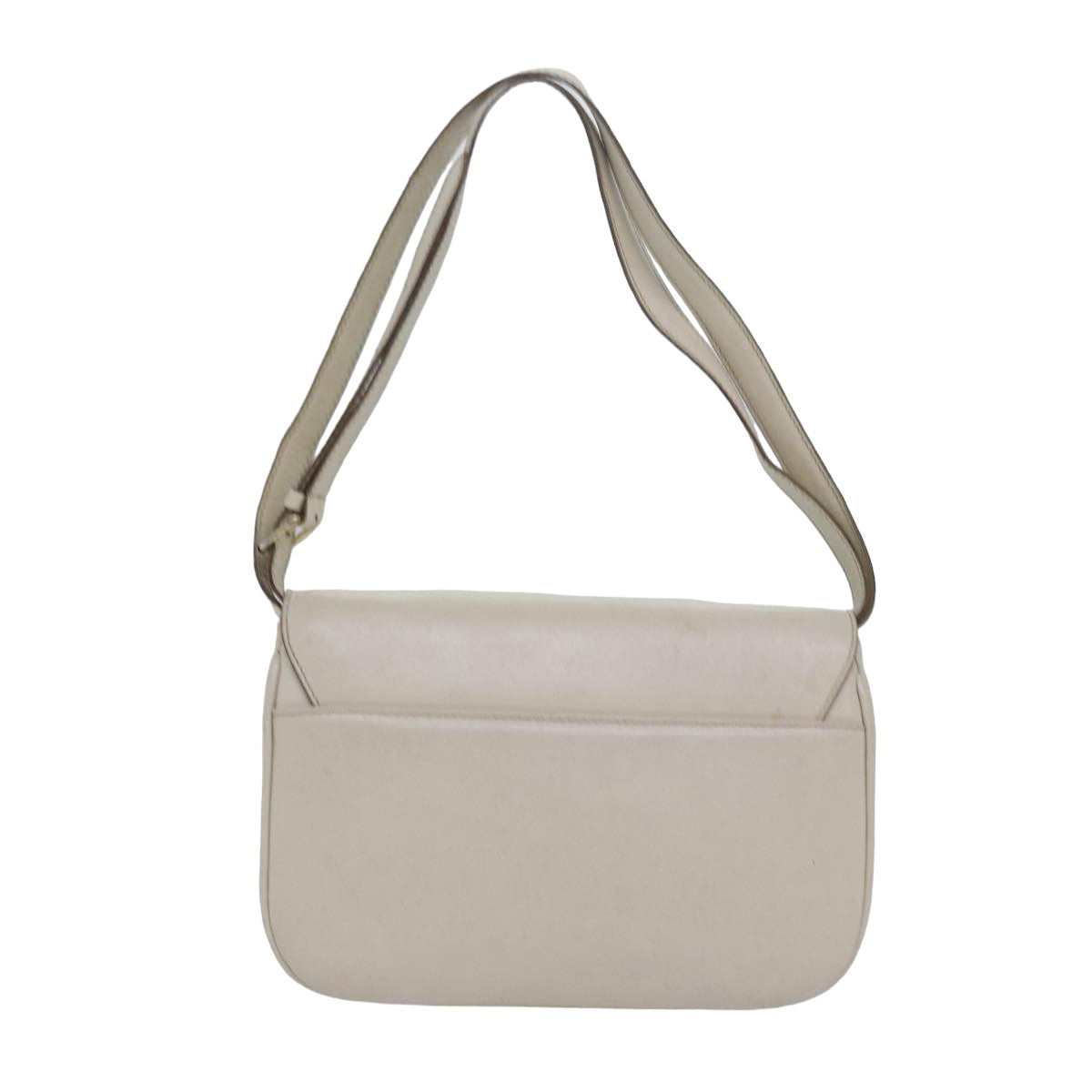 CELINE Shoulder Bag Leather White Auth 80169