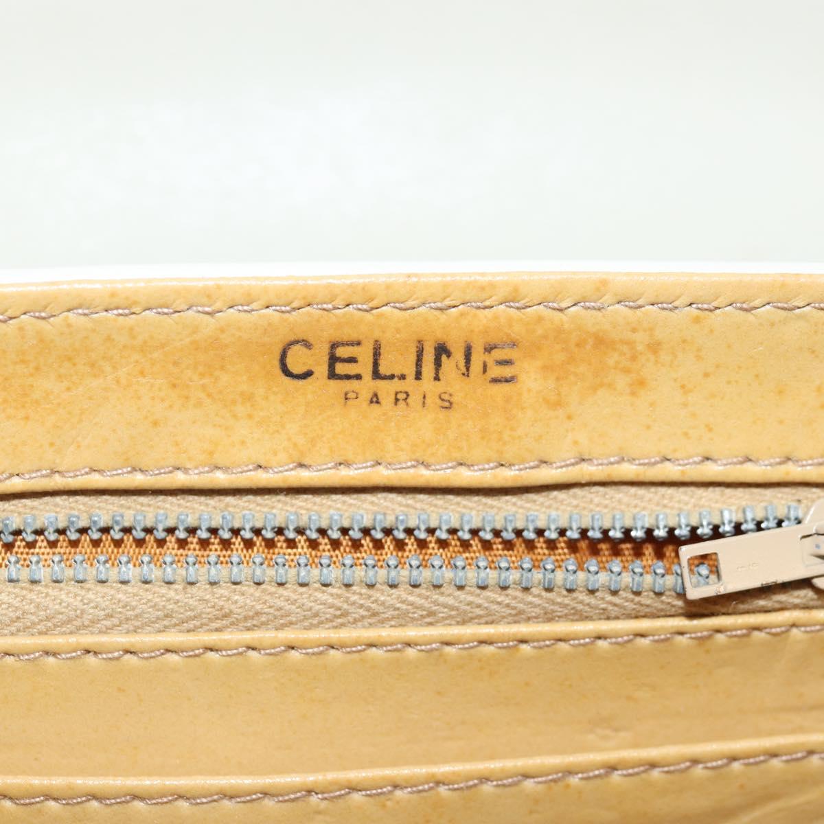 CELINE Shoulder Bag Leather White Auth 80169