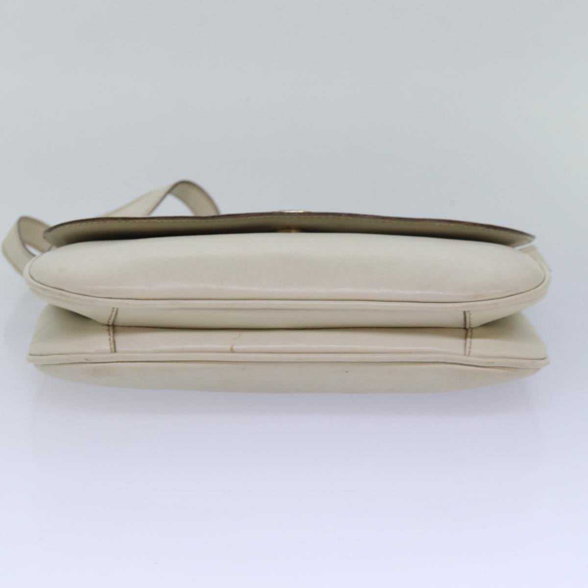 CELINE Shoulder Bag Leather White Auth 80169