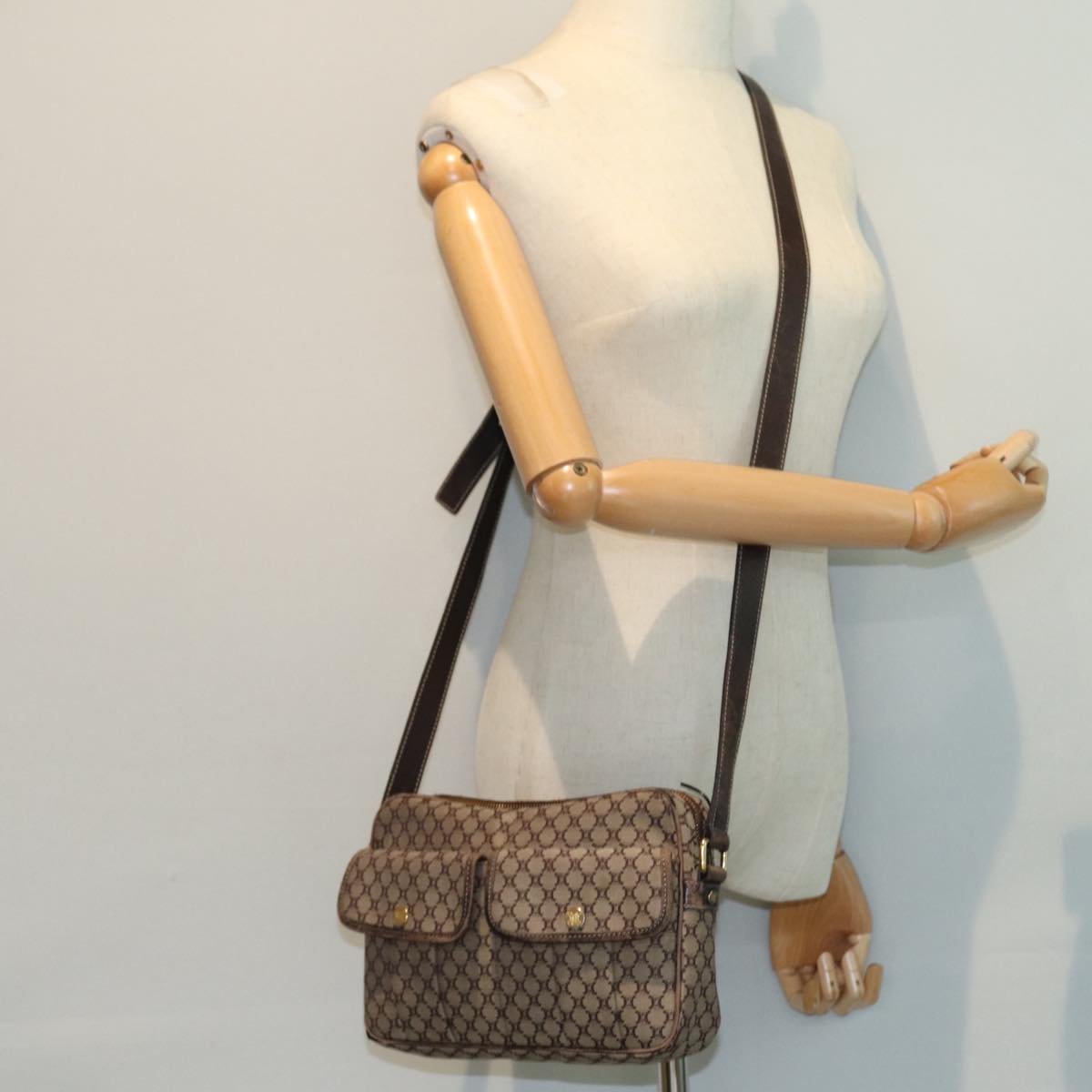 CELINE Macadam Canvas Shoulder Bag Brown Auth 80170