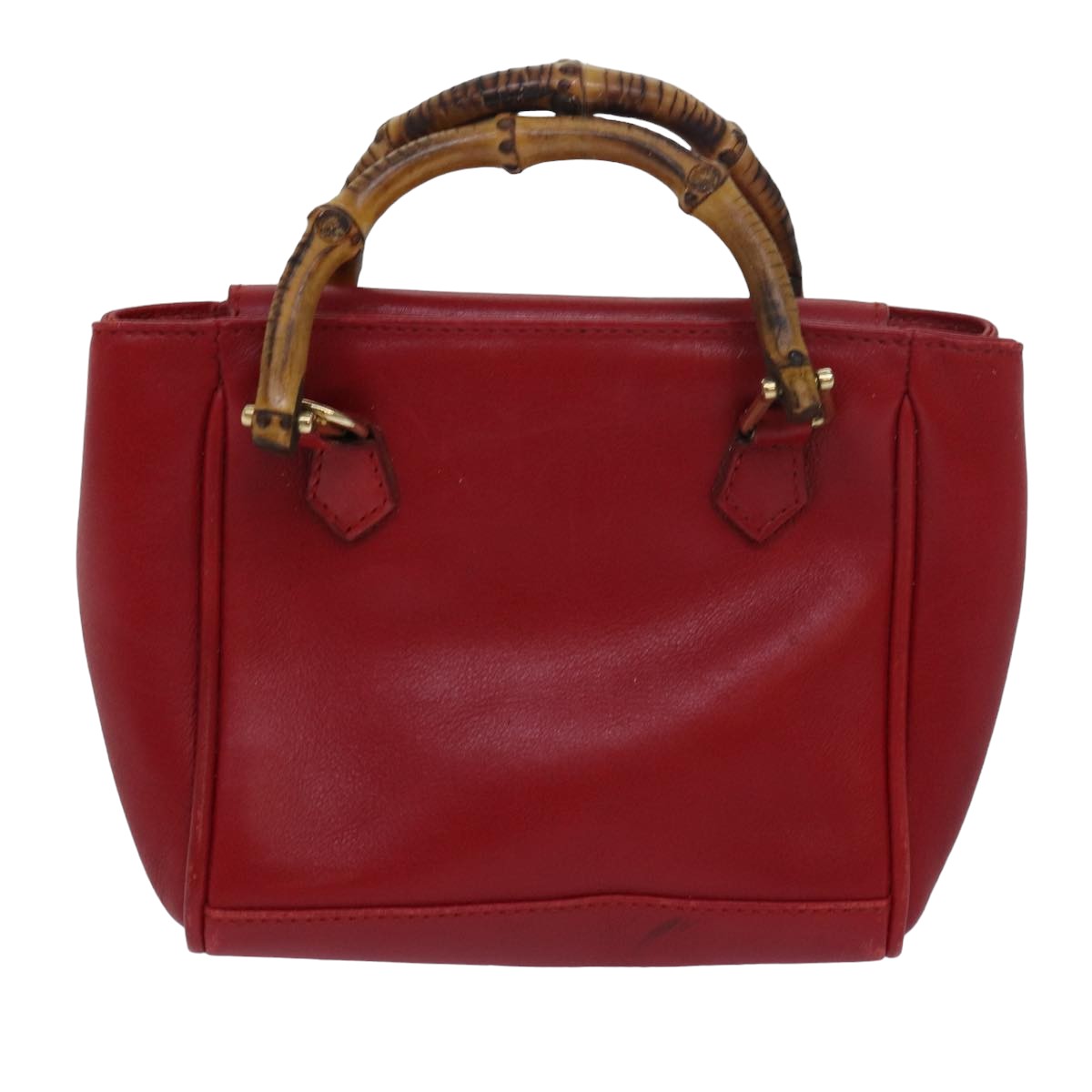 GUCCI Bamboo Hand Bag Leather Red Auth 80172 - 0