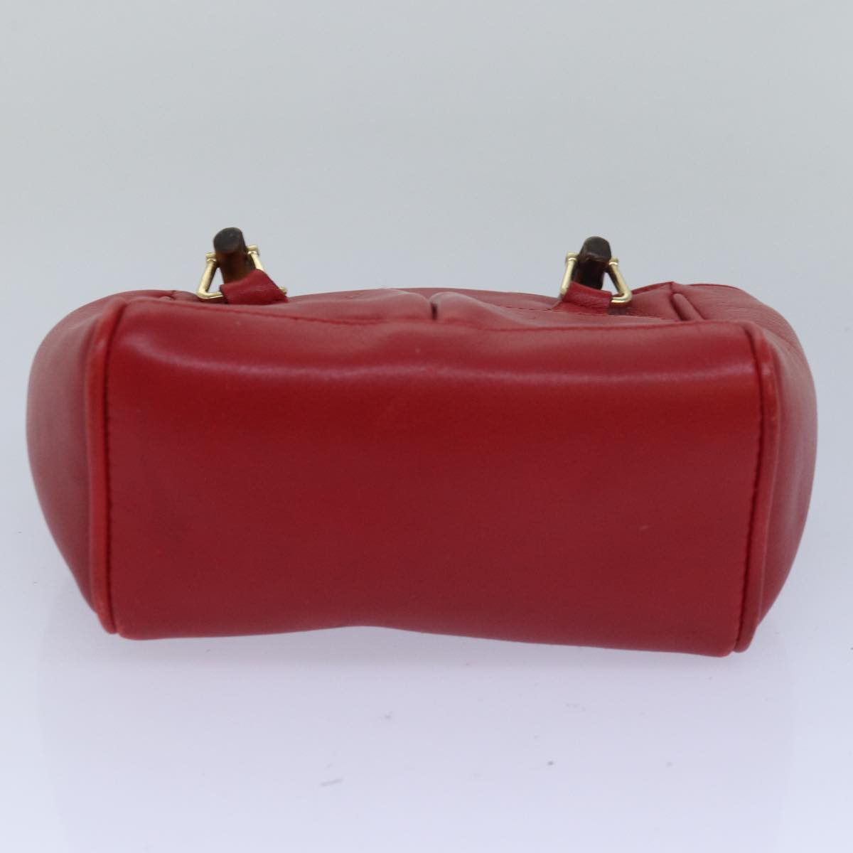 GUCCI Bamboo Hand Bag Leather Red Auth 80172