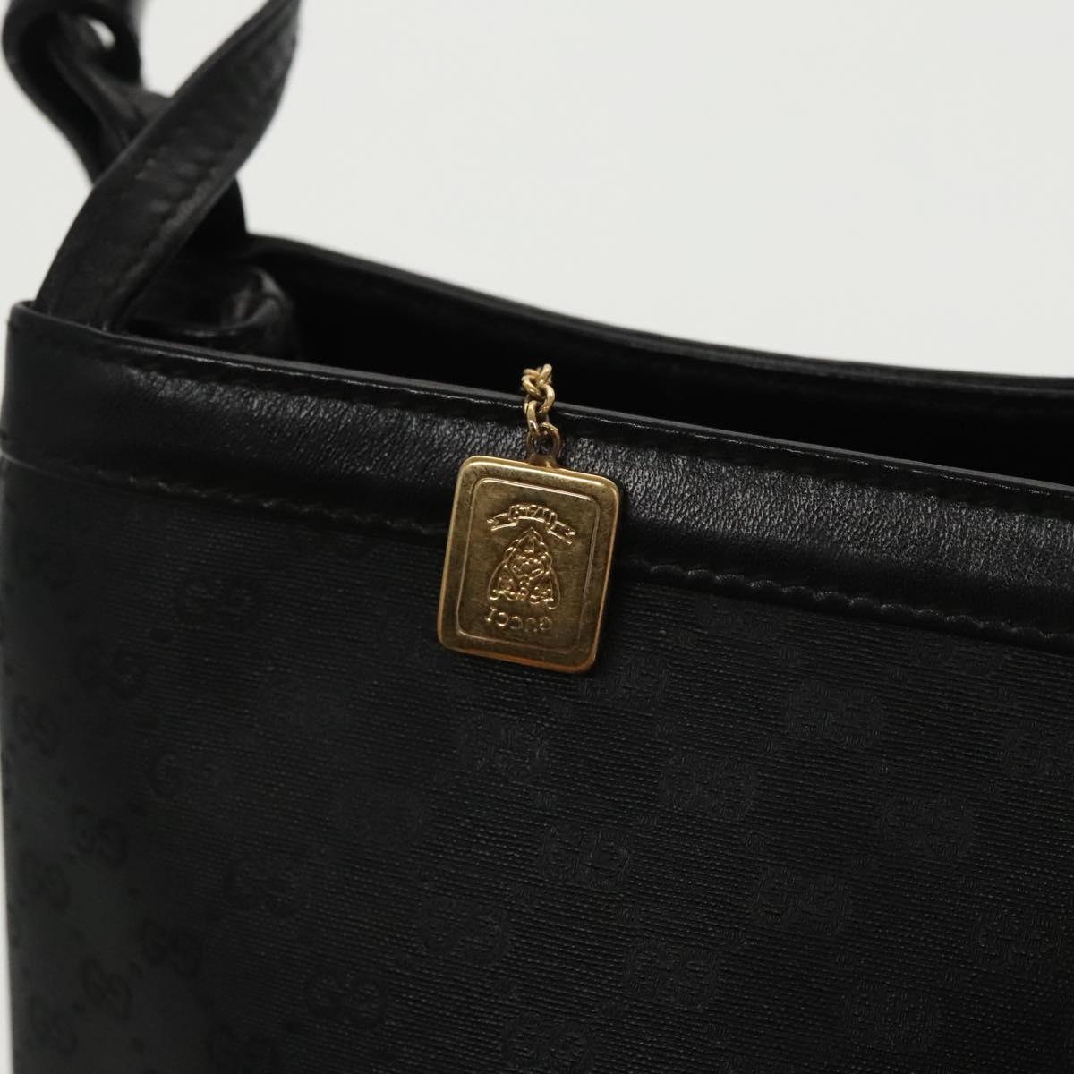 GUCCI Micro GG Canvas Shoulder Bag Black Auth 80173