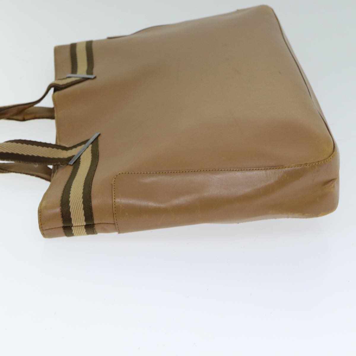 GUCCI Hand Bag Leather Beige Auth 80175