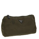 PRADA Pouch Nylon Khaki Auth 80183-1