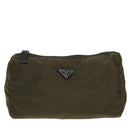 PRADA Pouch Nylon Khaki Auth 80183-13