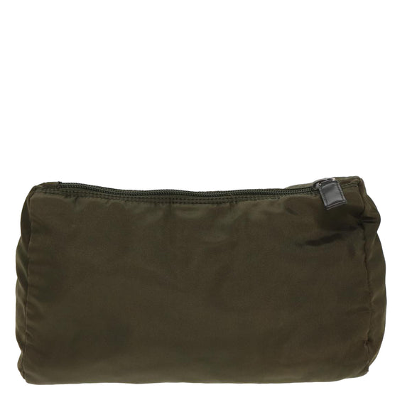 PRADA Pouch Nylon Khaki Auth 80183
