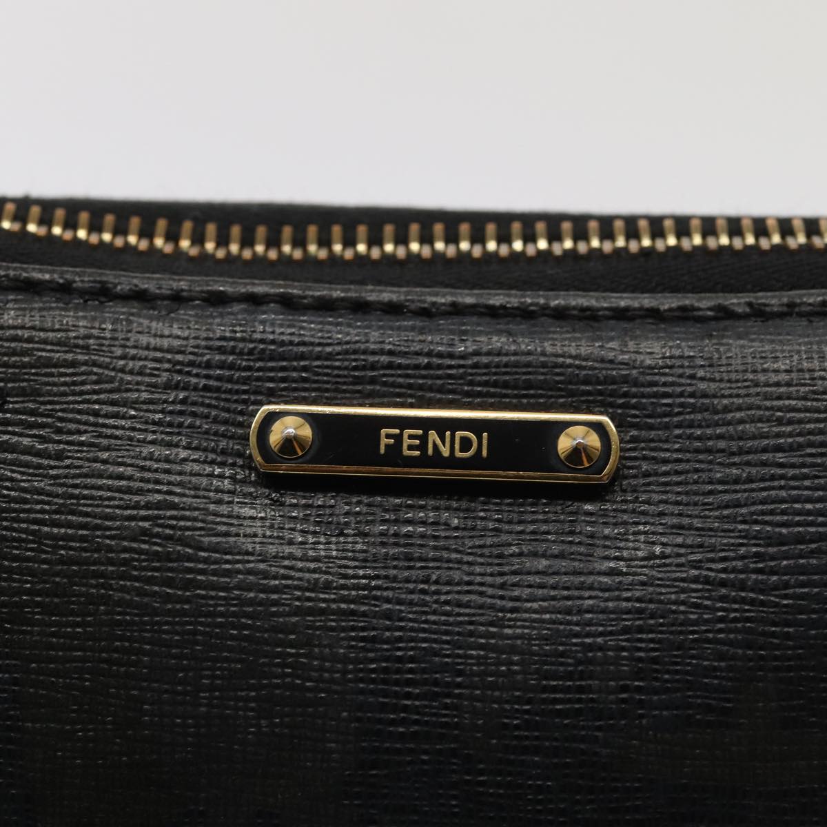 FENDI Shoulder Bag Leather Navy Auth 80189