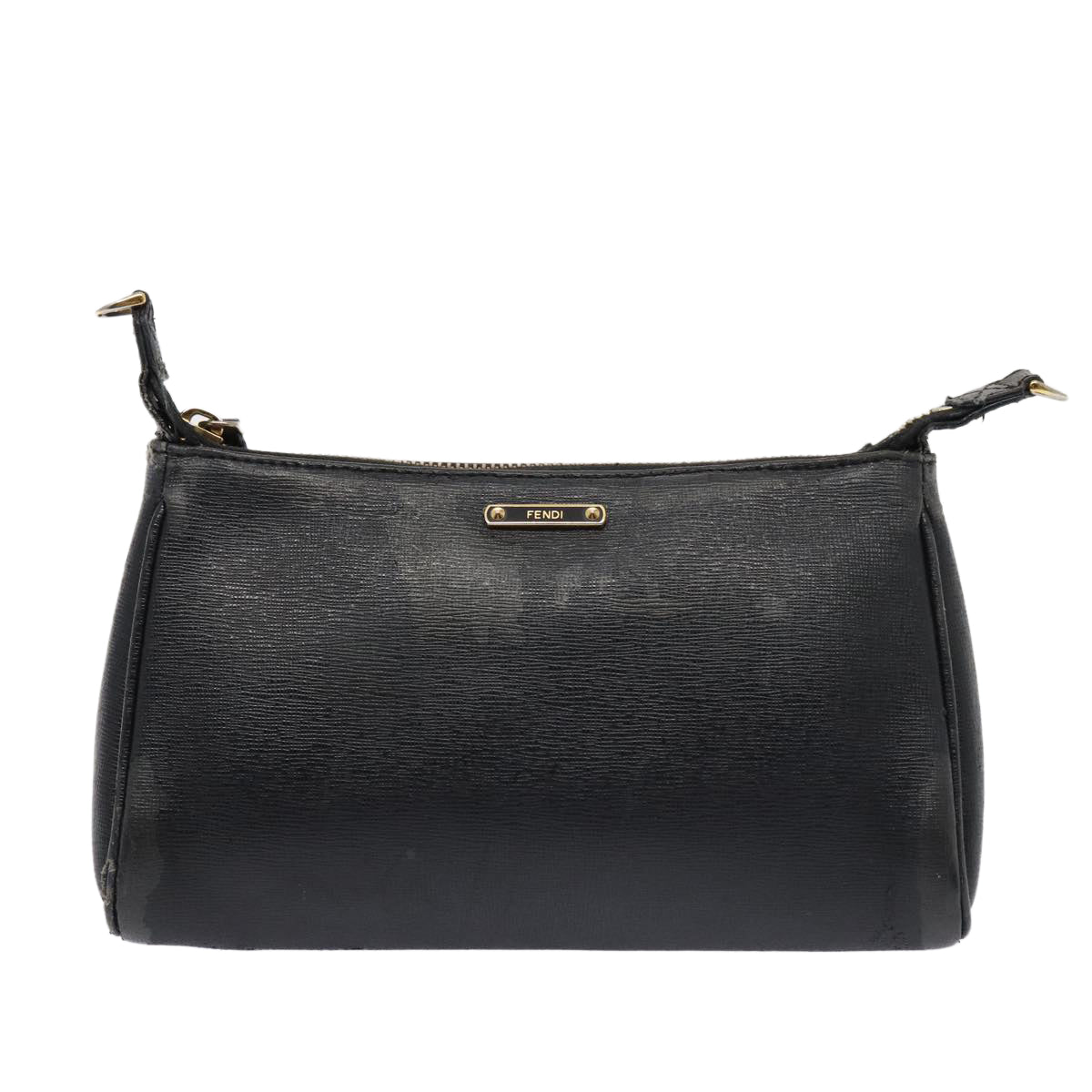 FENDI Shoulder Bag Leather Navy Auth 80189