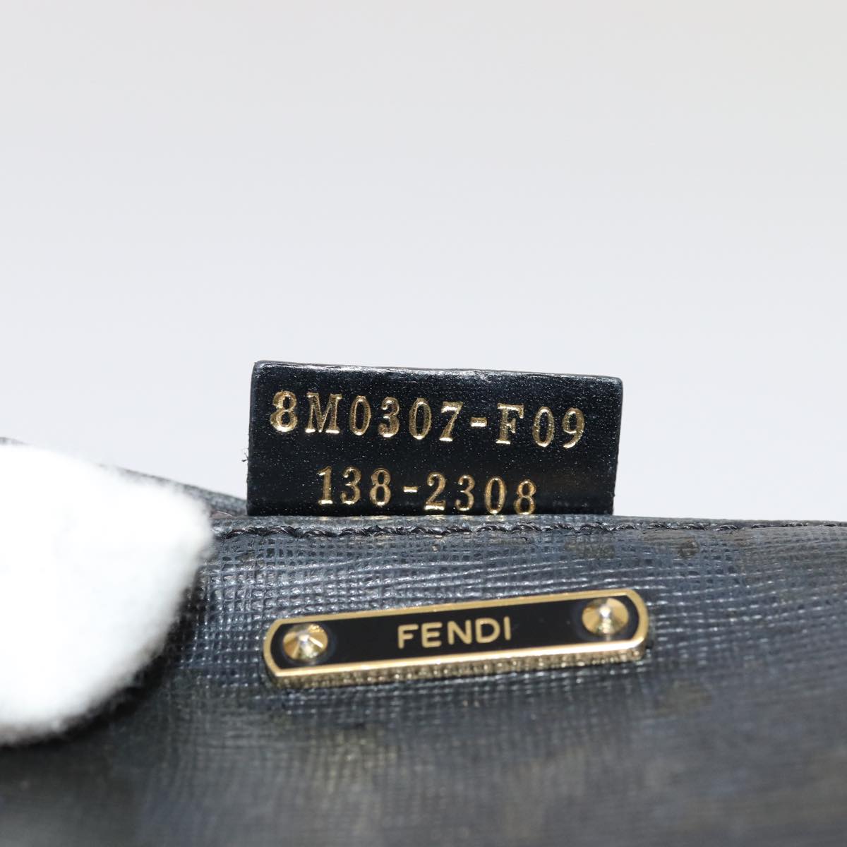 FENDI Shoulder Bag Leather Navy Auth 80189