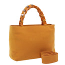 Salvatore Ferragamo Hand Bag Canvas 2way Orange Auth 80191-1
