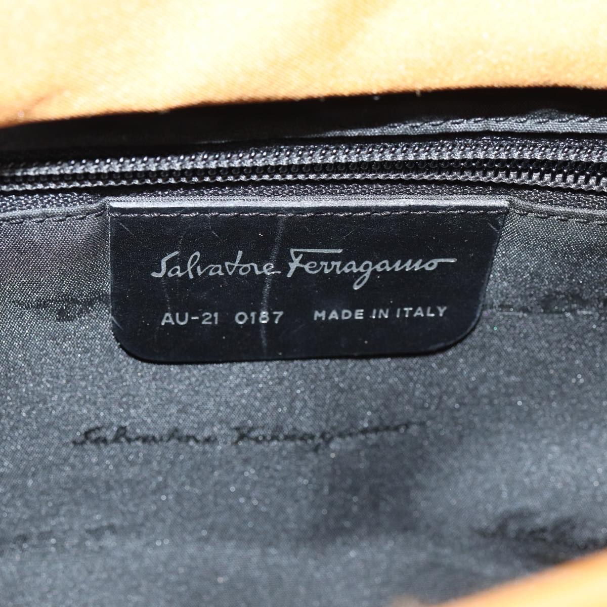 Salvatore Ferragamo Hand Bag Canvas 2way Orange Auth 80191