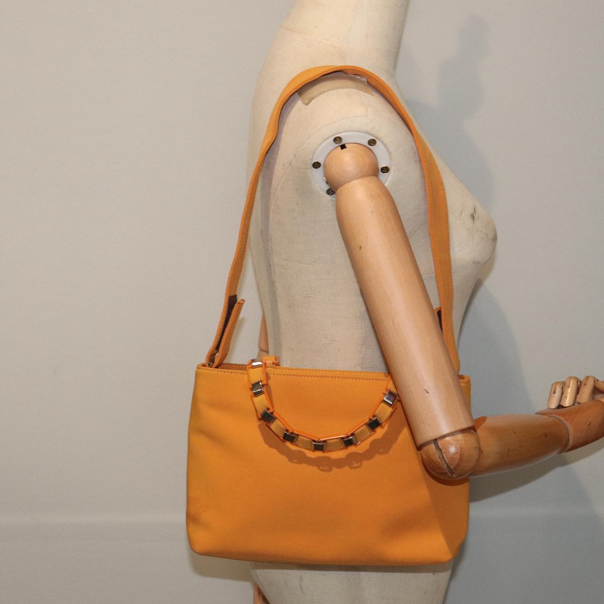 Salvatore Ferragamo Hand Bag Canvas 2way Orange Auth 80191