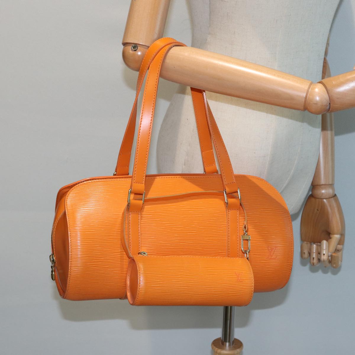 LOUIS VUITTON Epi Soufflot Hand Bag Orange Mandarin M5222H LV Auth 80214