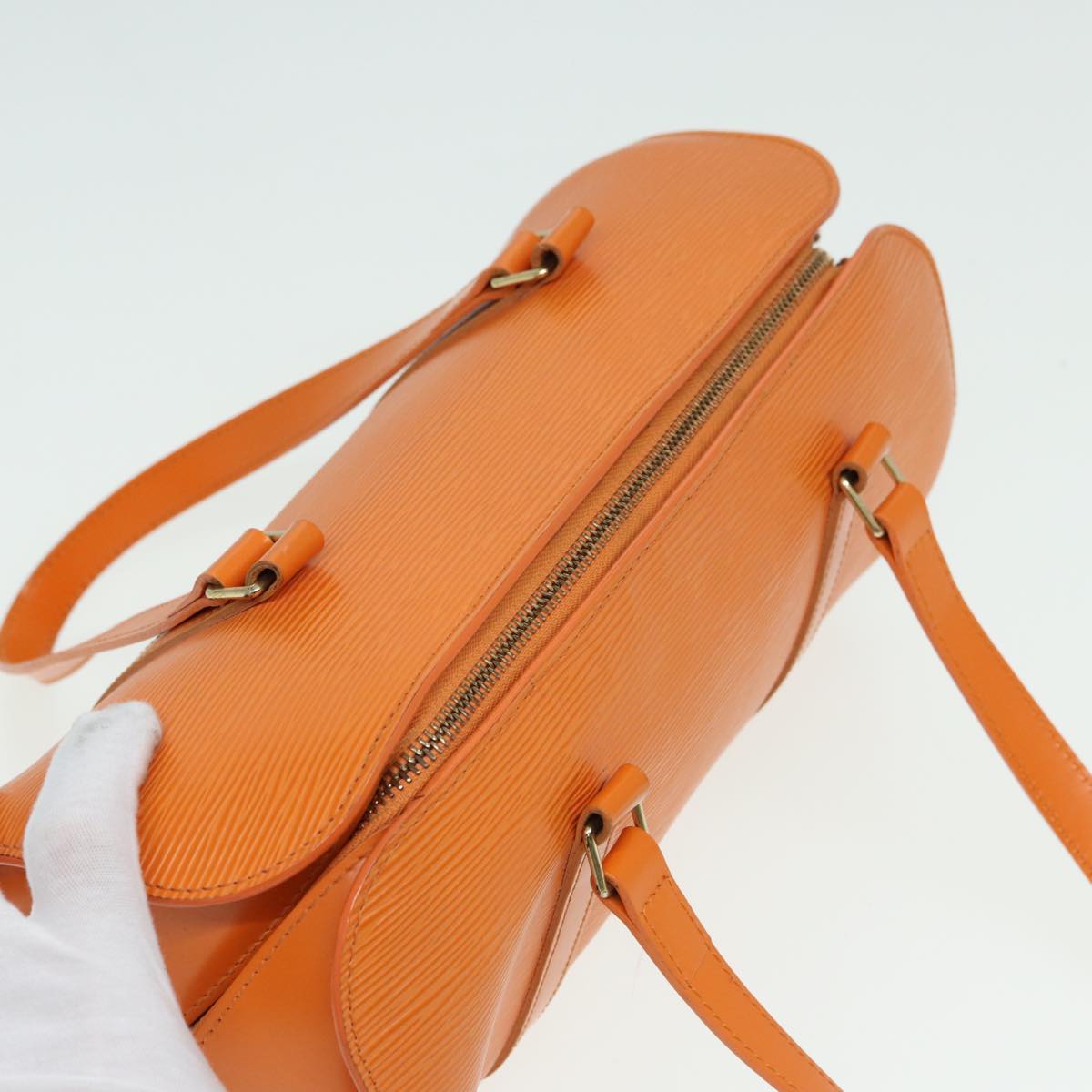 LOUIS VUITTON Epi Soufflot Hand Bag Orange Mandarin M5222H LV Auth 80214