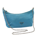 PRADA Chain Shoulder Bag Nylon Light Blue Auth 80225-1