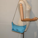 PRADA Chain Shoulder Bag Nylon Light Blue Auth 80225-22