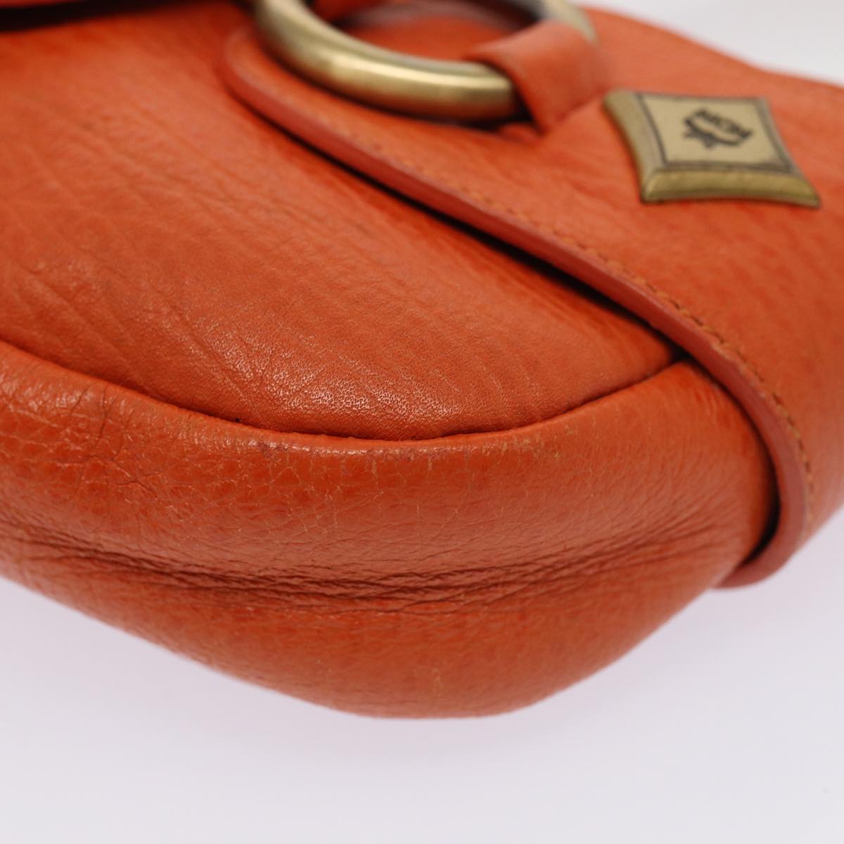 MCM Hand Bag Leather Orange Auth 80228