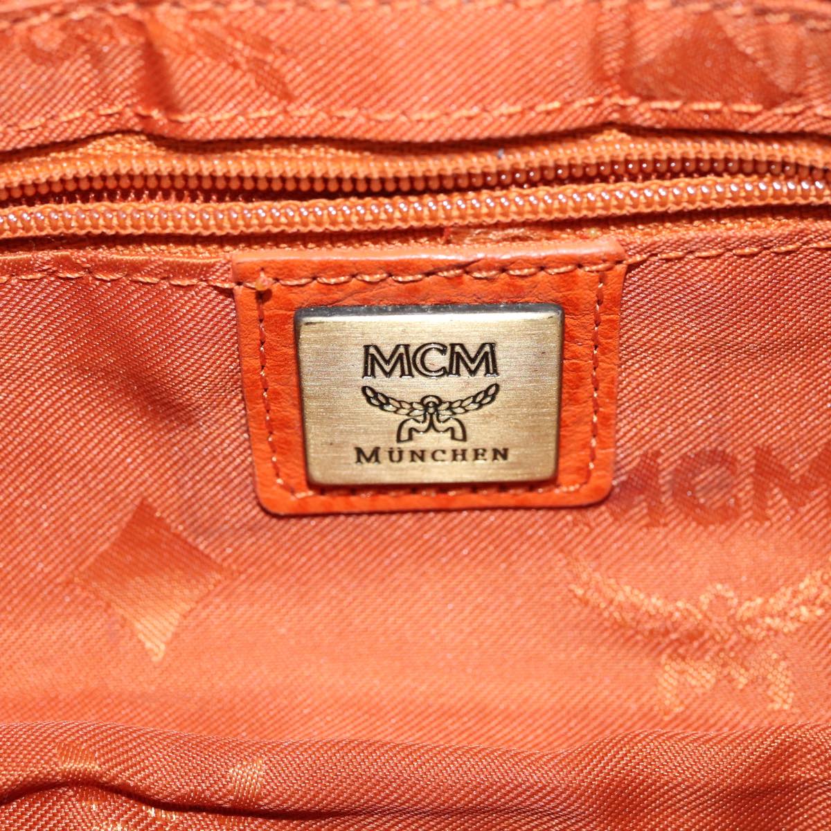 MCM Hand Bag Leather Orange Auth 80228