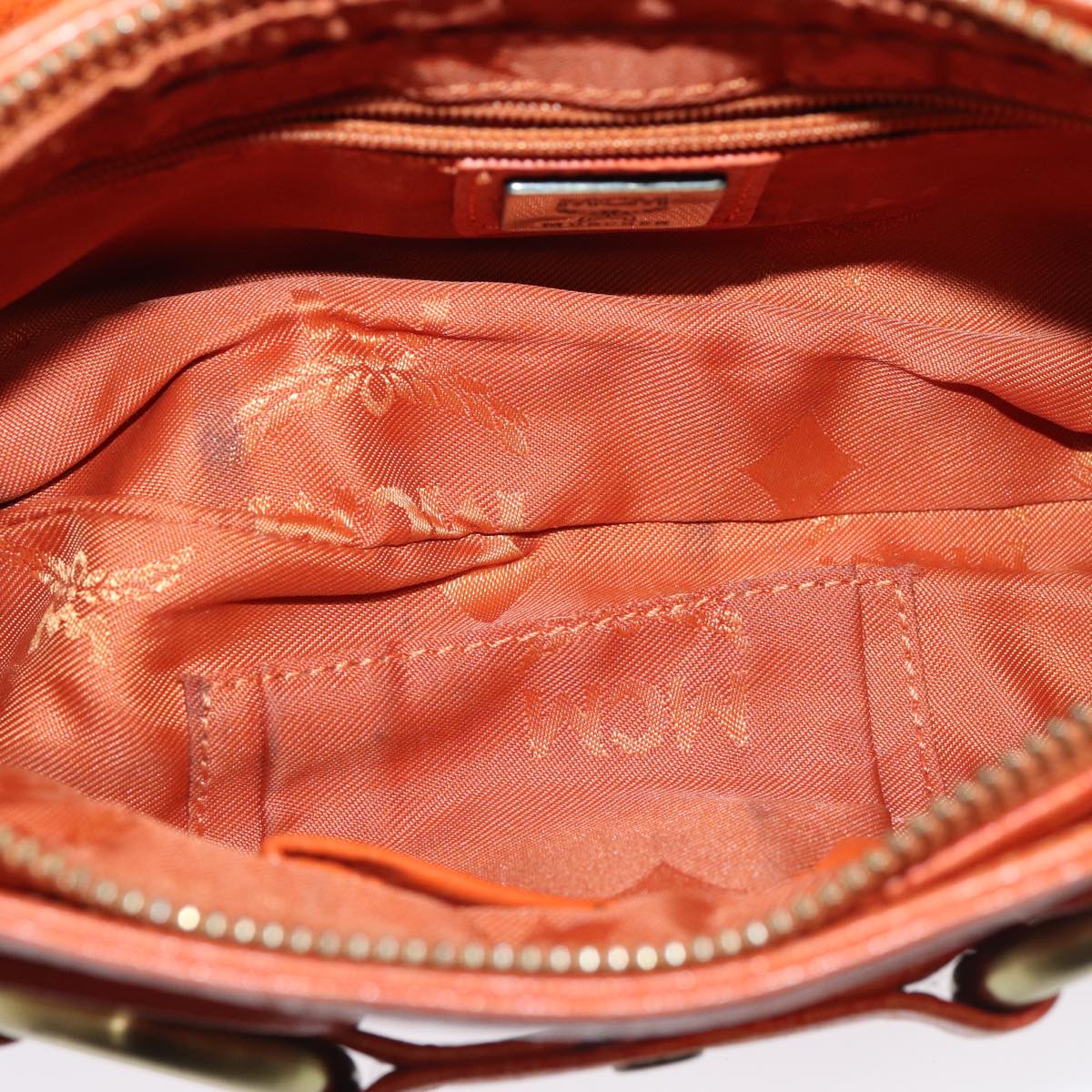 MCM Hand Bag Leather Orange Auth 80228