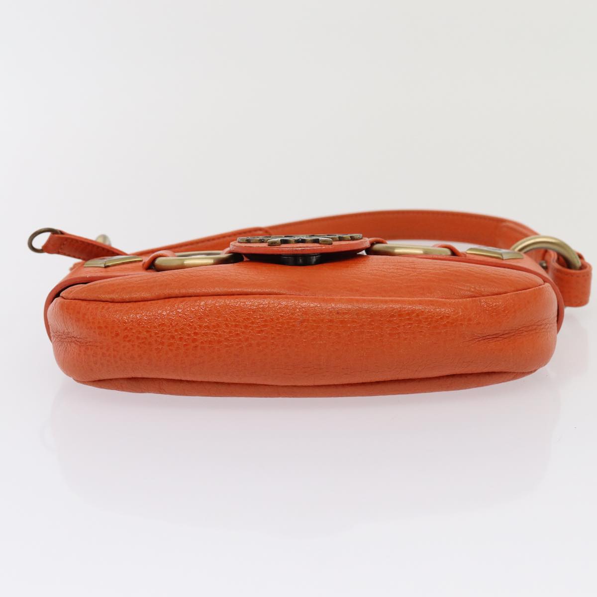 MCM Hand Bag Leather Orange Auth 80228