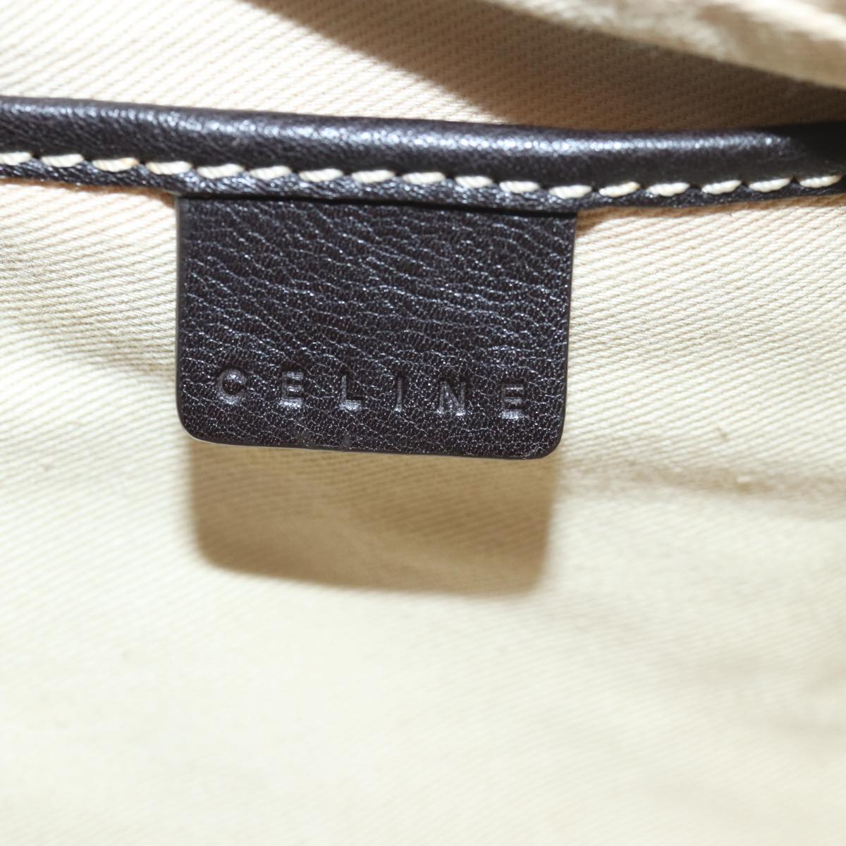 CELINE Macadam Canvas Hand Bag PVC Leather White Auth 80229