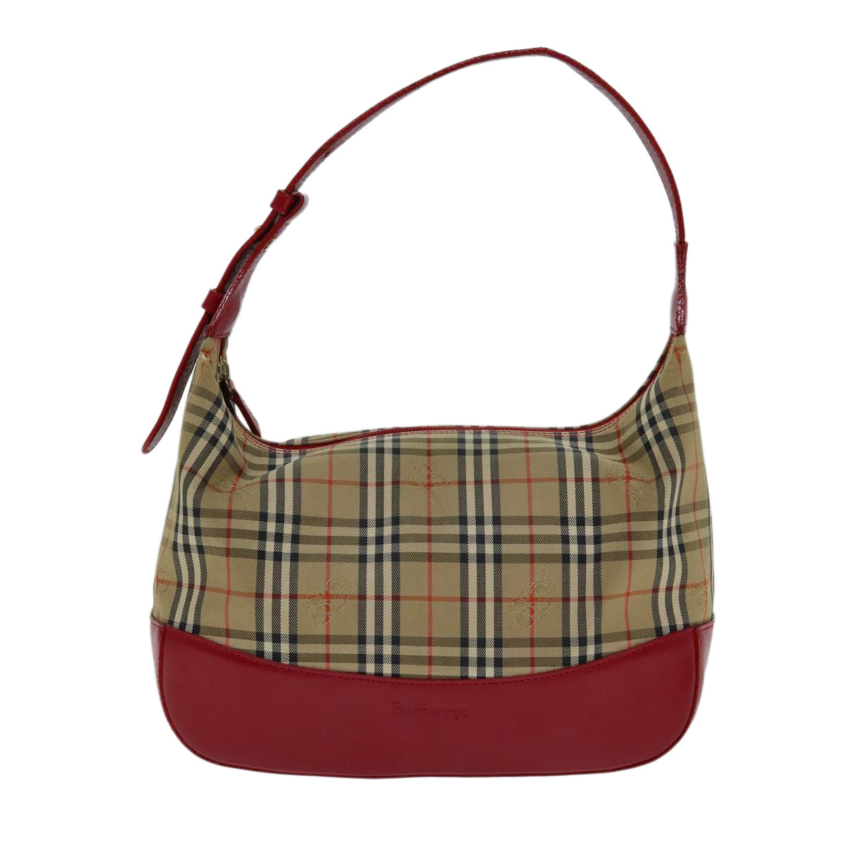 Burberrys Nova Check Shoulder Bag Canvas Beige Red Auth 80232