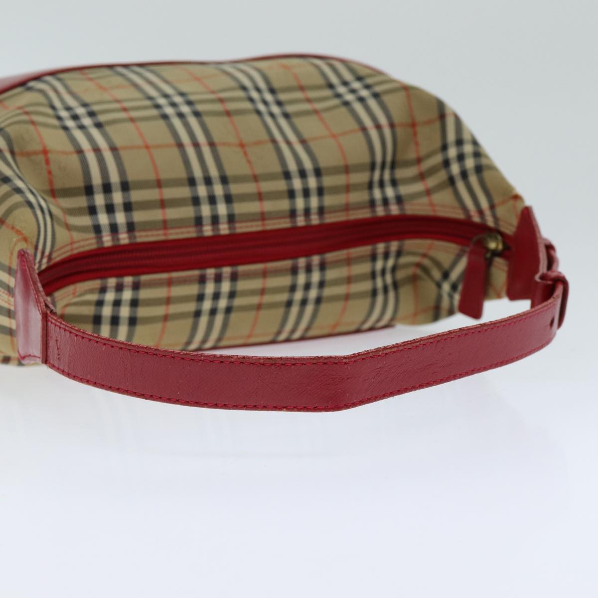 Burberrys Nova Check Shoulder Bag Canvas Beige Red Auth 80232