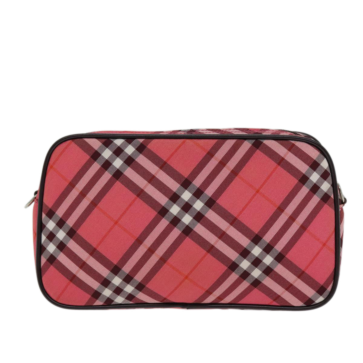 BURBERRY Nova Check Blue Label Hand Bag Nylon Red Auth 80234