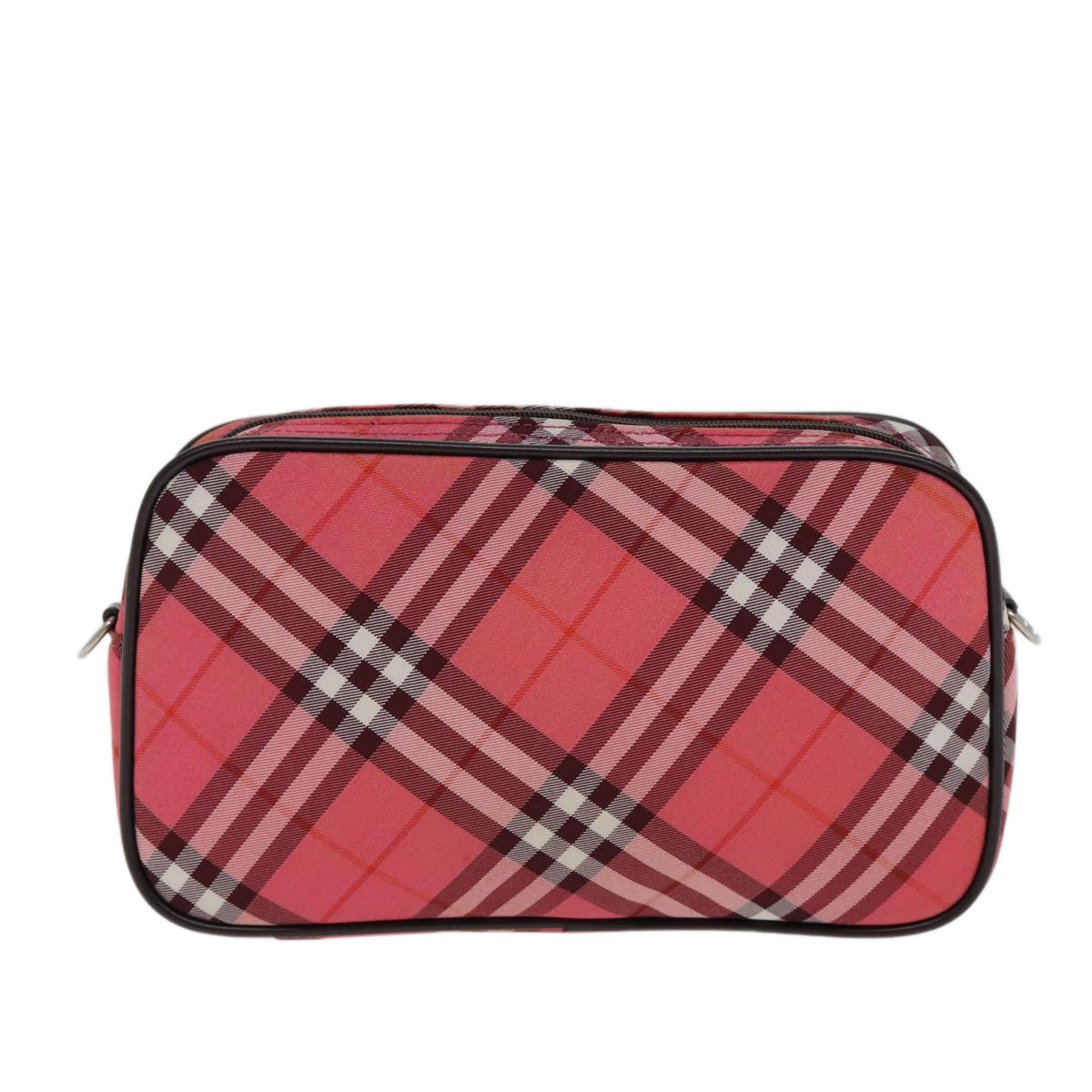 BURBERRY Nova Check Blue Label Hand Bag Nylon Red Auth 80234 - 0