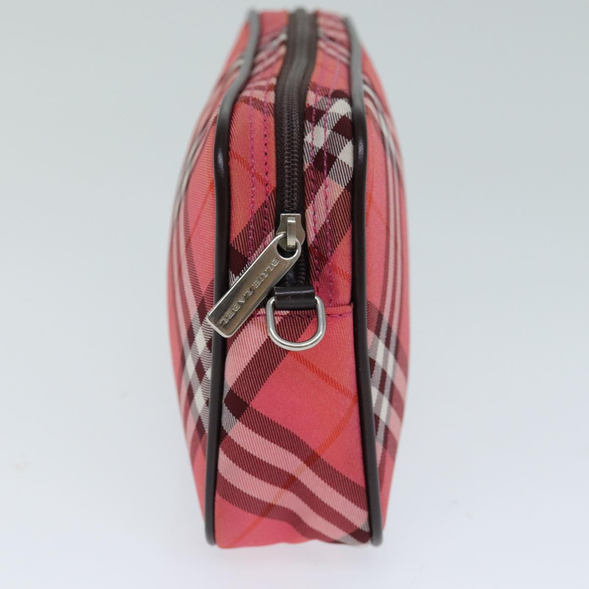 BURBERRY Nova Check Blue Label Hand Bag Nylon Red Auth 80234