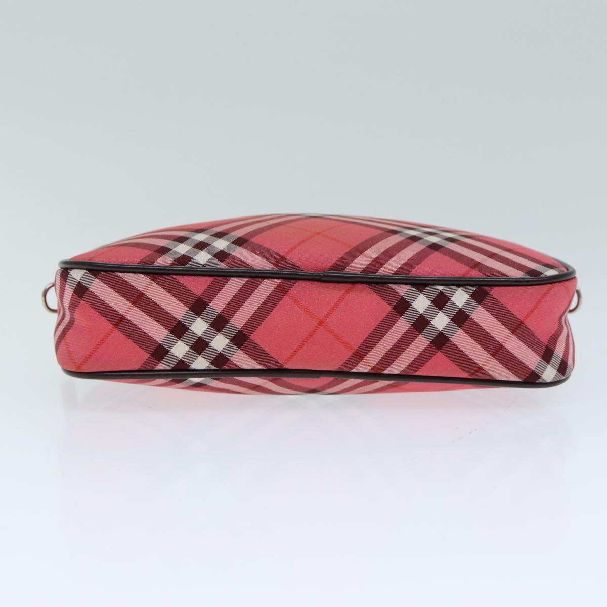 BURBERRY Nova Check Blue Label Hand Bag Nylon Red Auth 80234