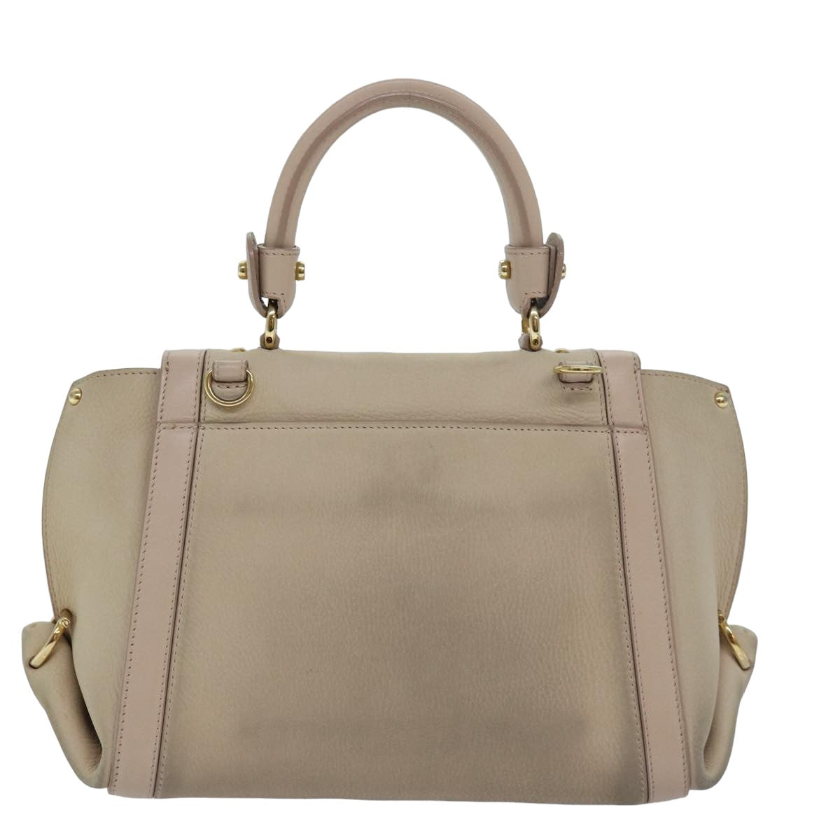 Salvatore Ferragamo Gancini Sofia Hand Bag Leather Beige Auth 80236