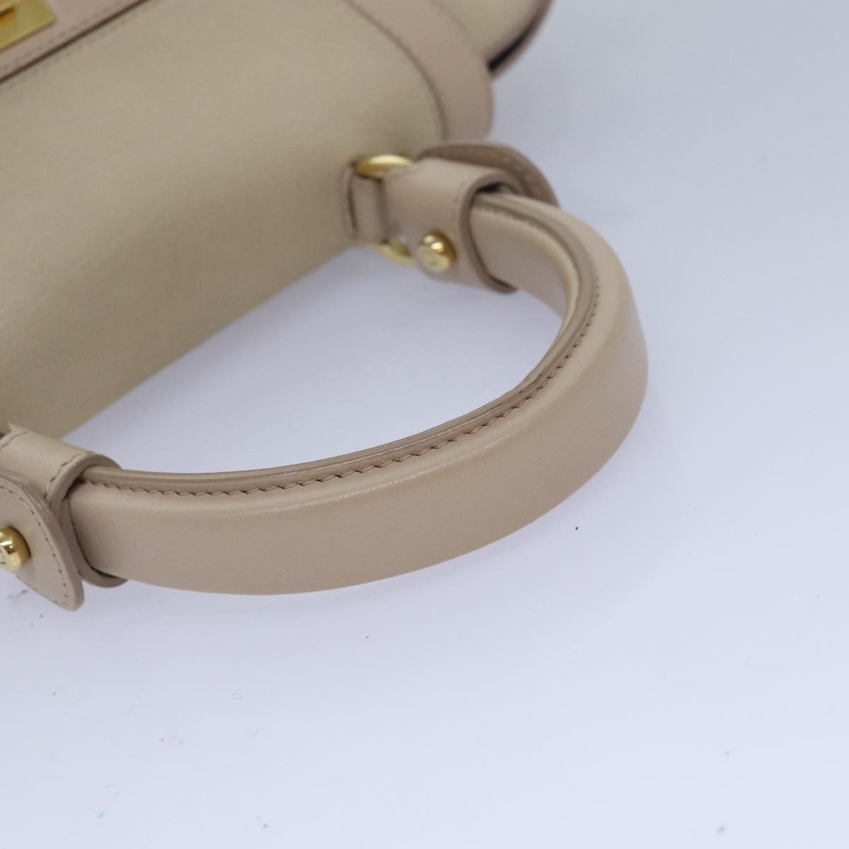 Salvatore Ferragamo Gancini Sofia Hand Bag Leather Beige Auth 80236