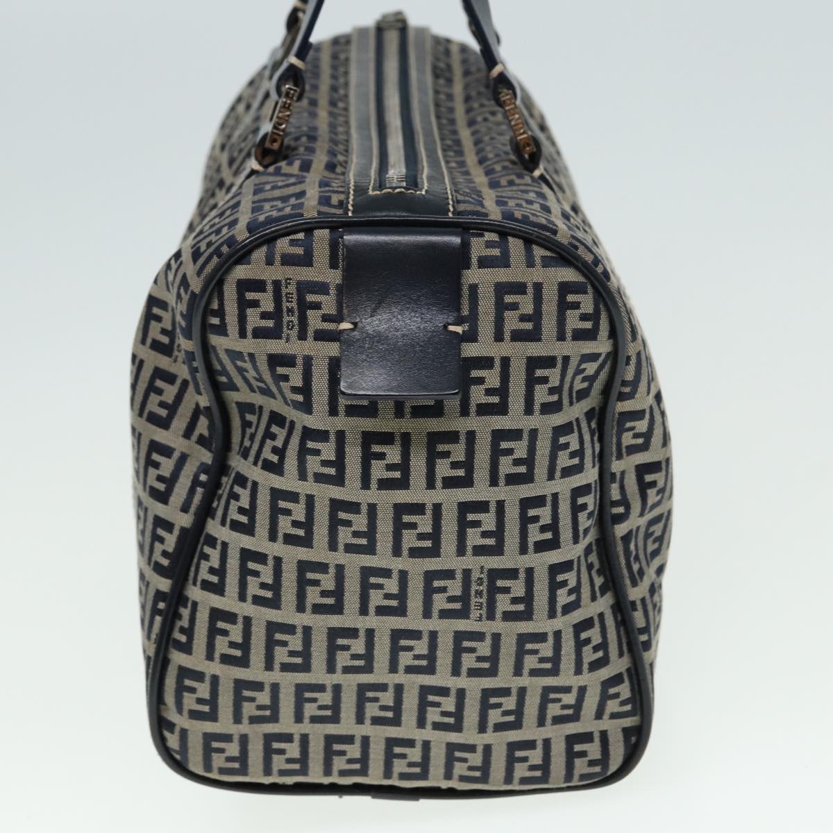 FENDI Zucchino Canvas Boston Bag Navy Auth 80243