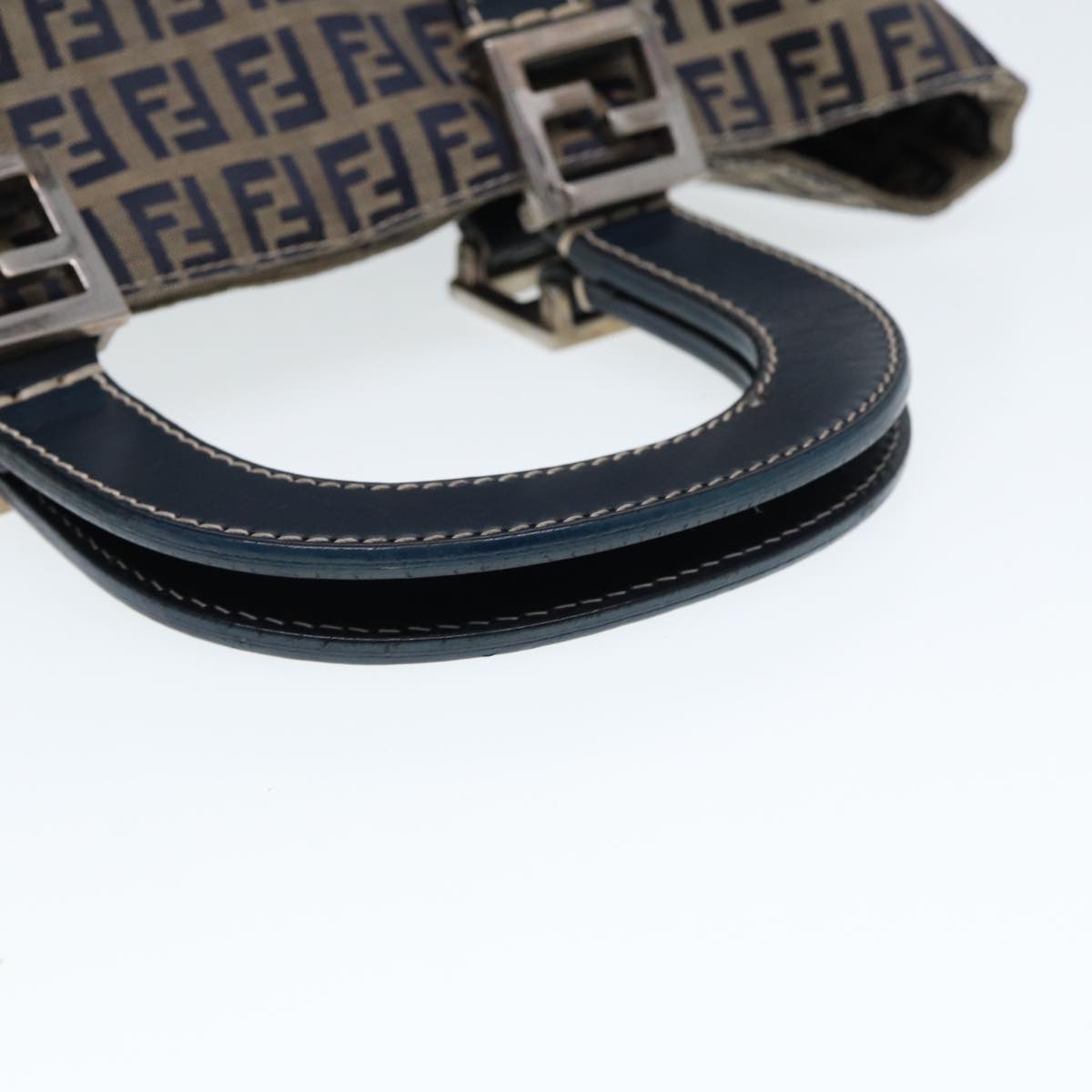 FENDI Zucchino Canvas Hand Bag Navy Auth 80244