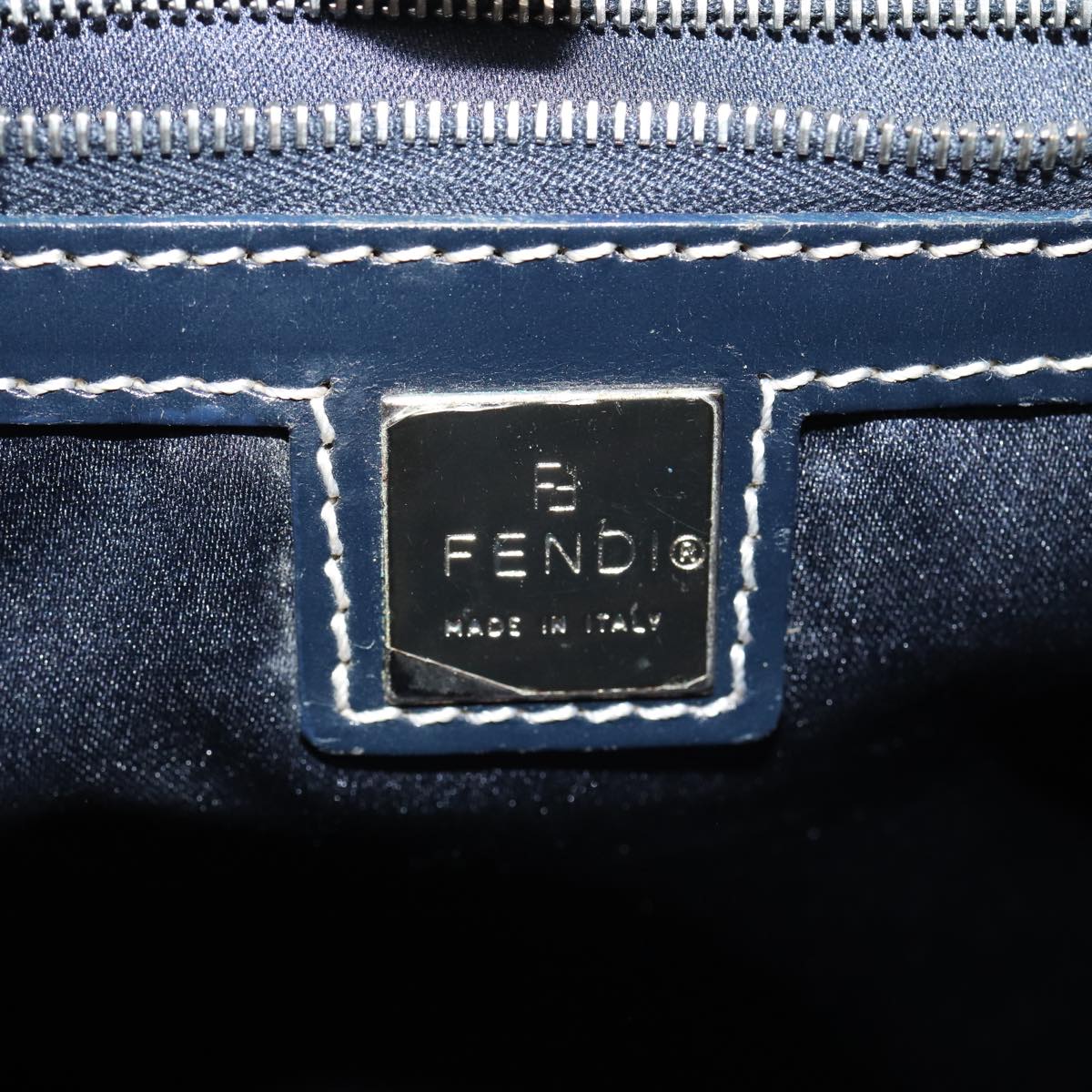 FENDI Zucchino Canvas Tote Bag Navy Auth 80245