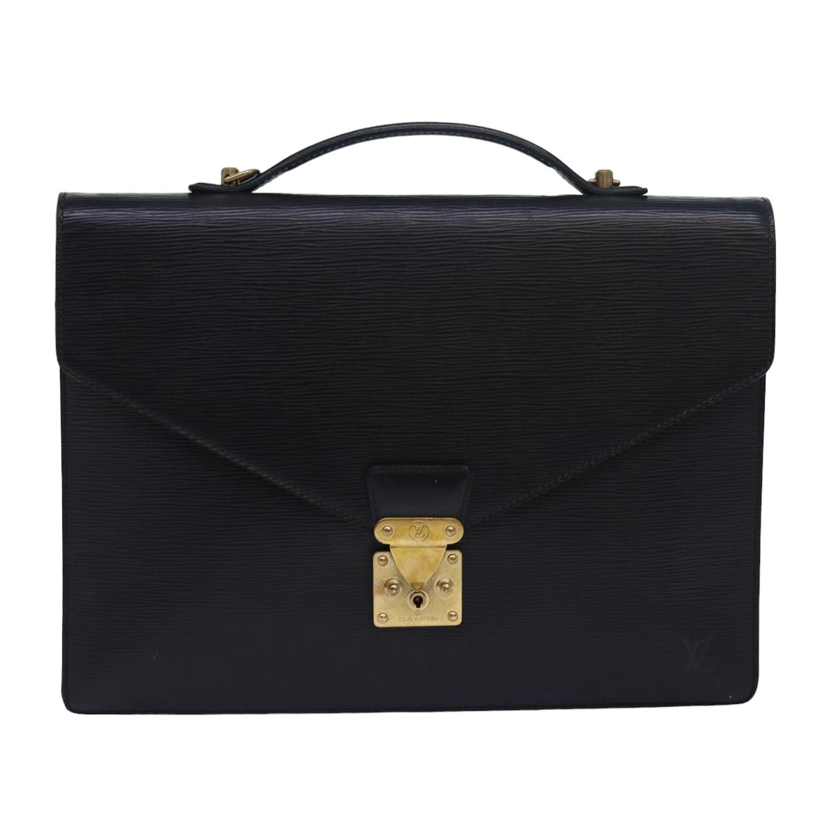 LOUIS VUITTON Epi Porte Documents Bandouliere Briefcase Black M54462 Auth 80272